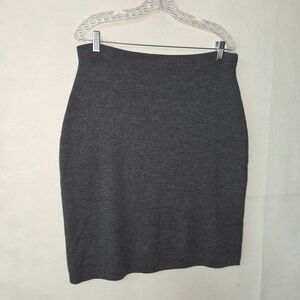 Lineamidas Charcoal Gray Merino Wool Blend Knit Pencil Skirt Made in Italy L